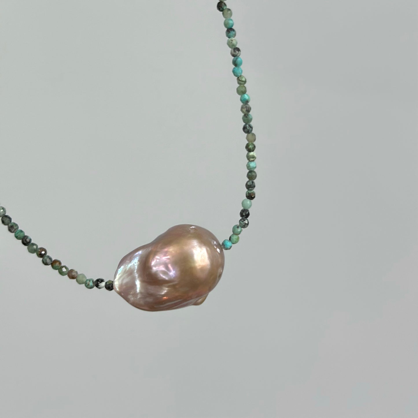 Turquoise Beaded And Baroque Freshwater Pearl Necklace