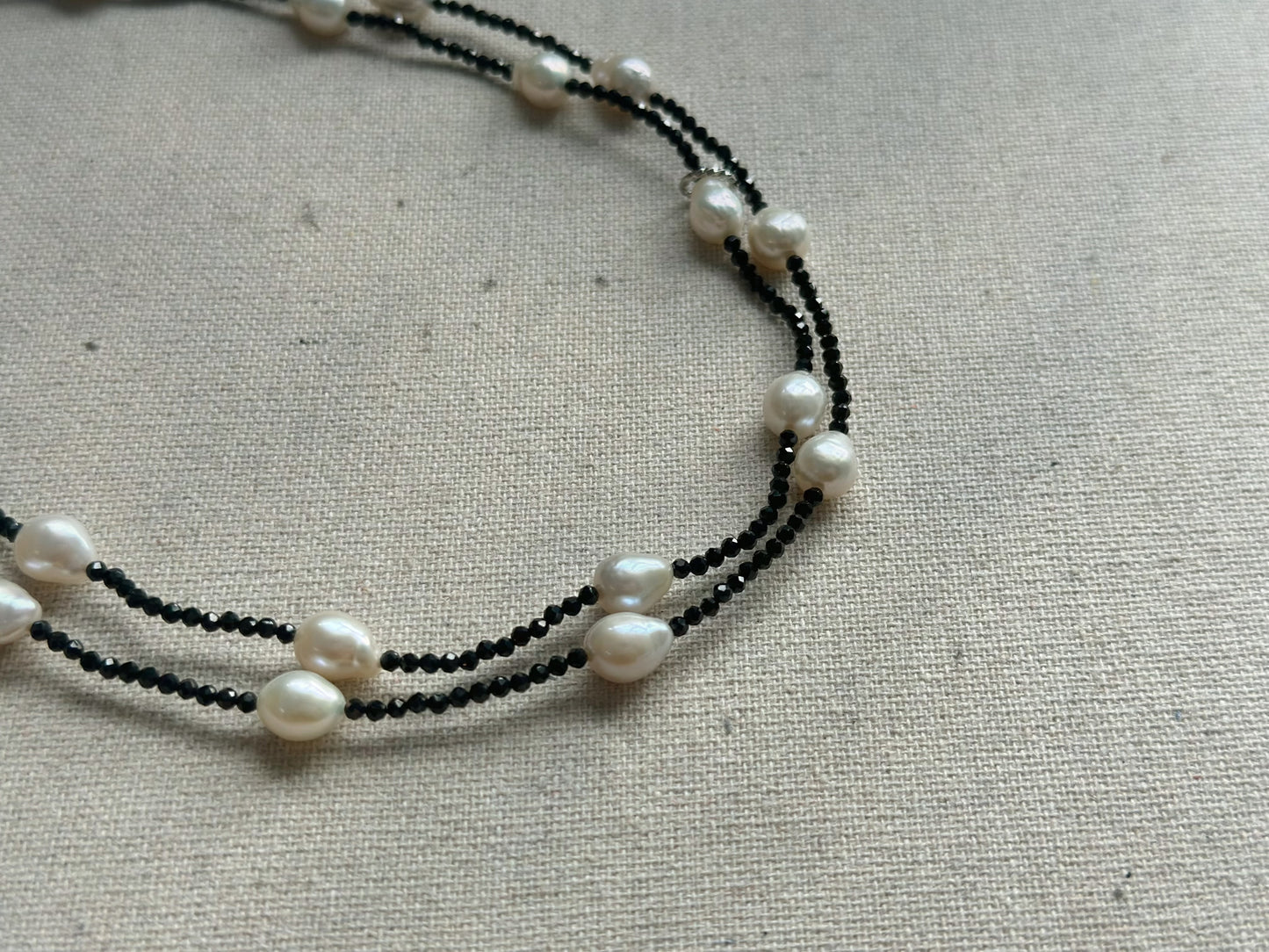 Multi-way Black Spinel And Freshwater Pearl Beaded Long Necklace