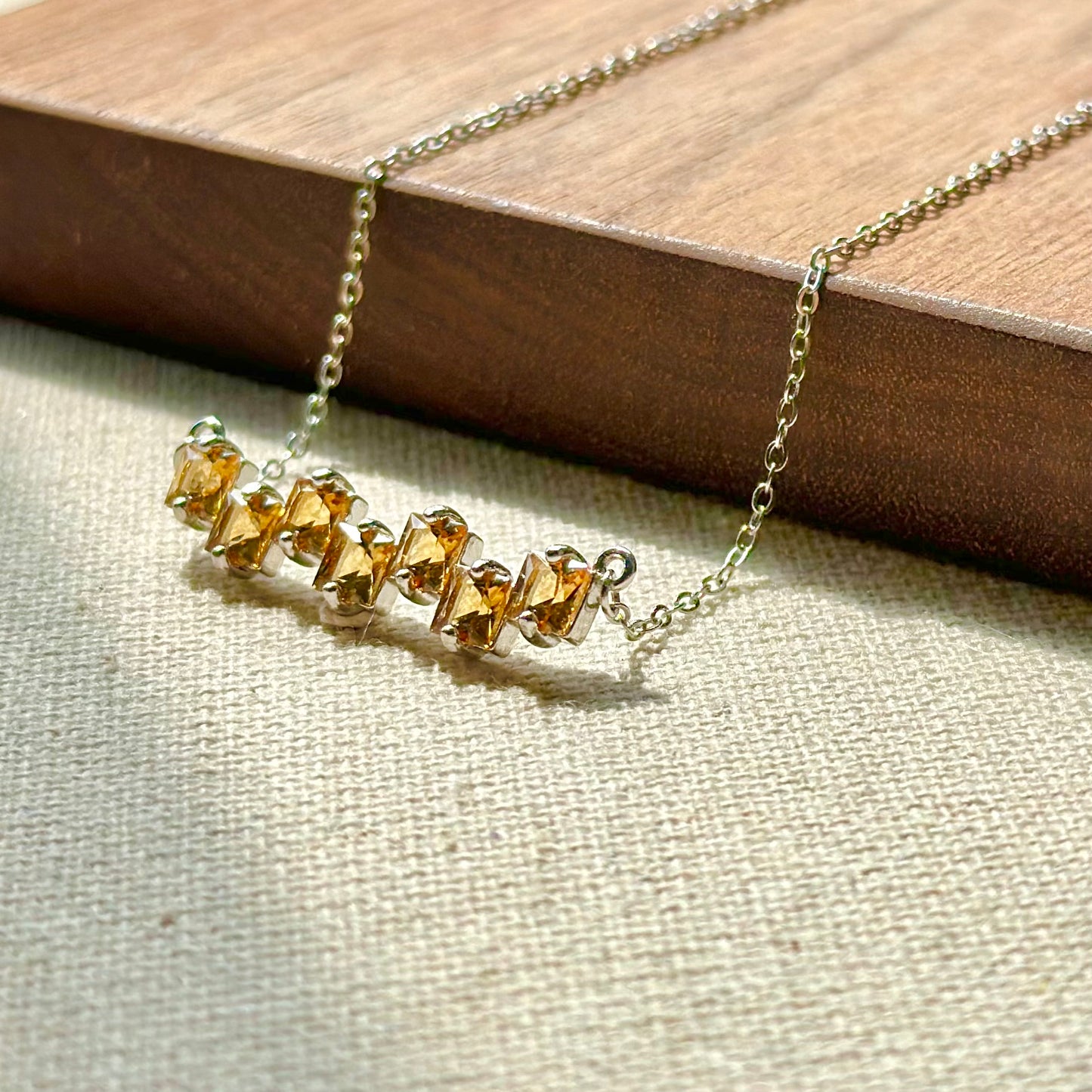 Citrine November Birthstone Sterling Silver Necklace