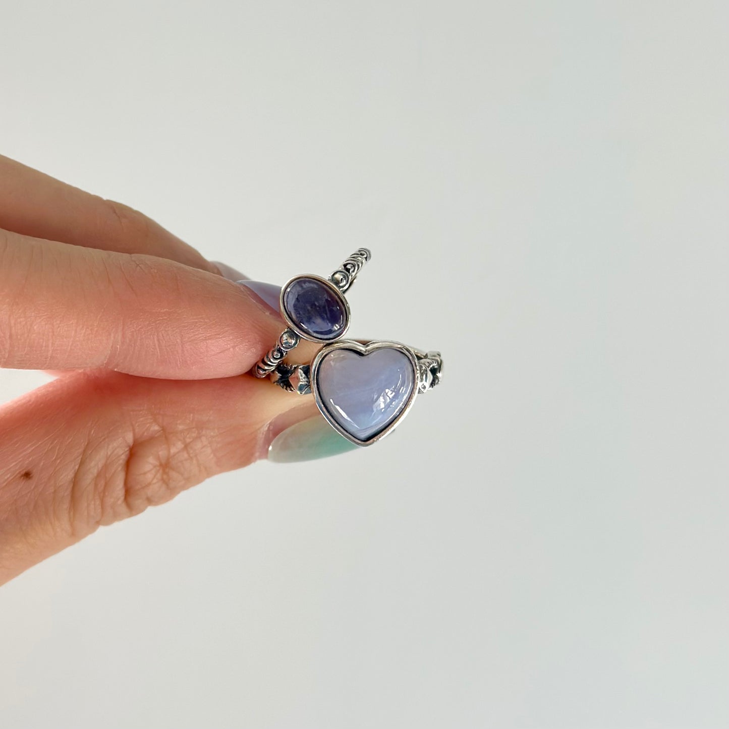 Iolite Cabochon Adjustable Sterling Silver Ring