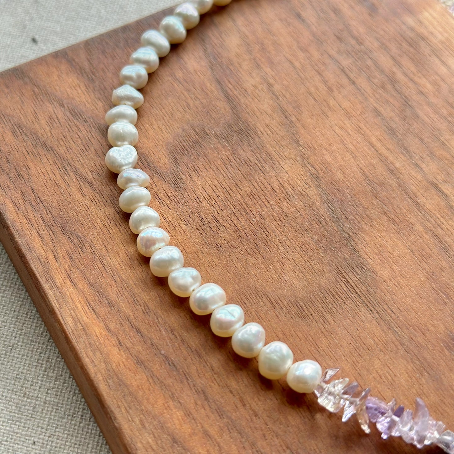 Two-way Amethyst And Ameterine Mixed Freshwater Pearl Beaded Necklace