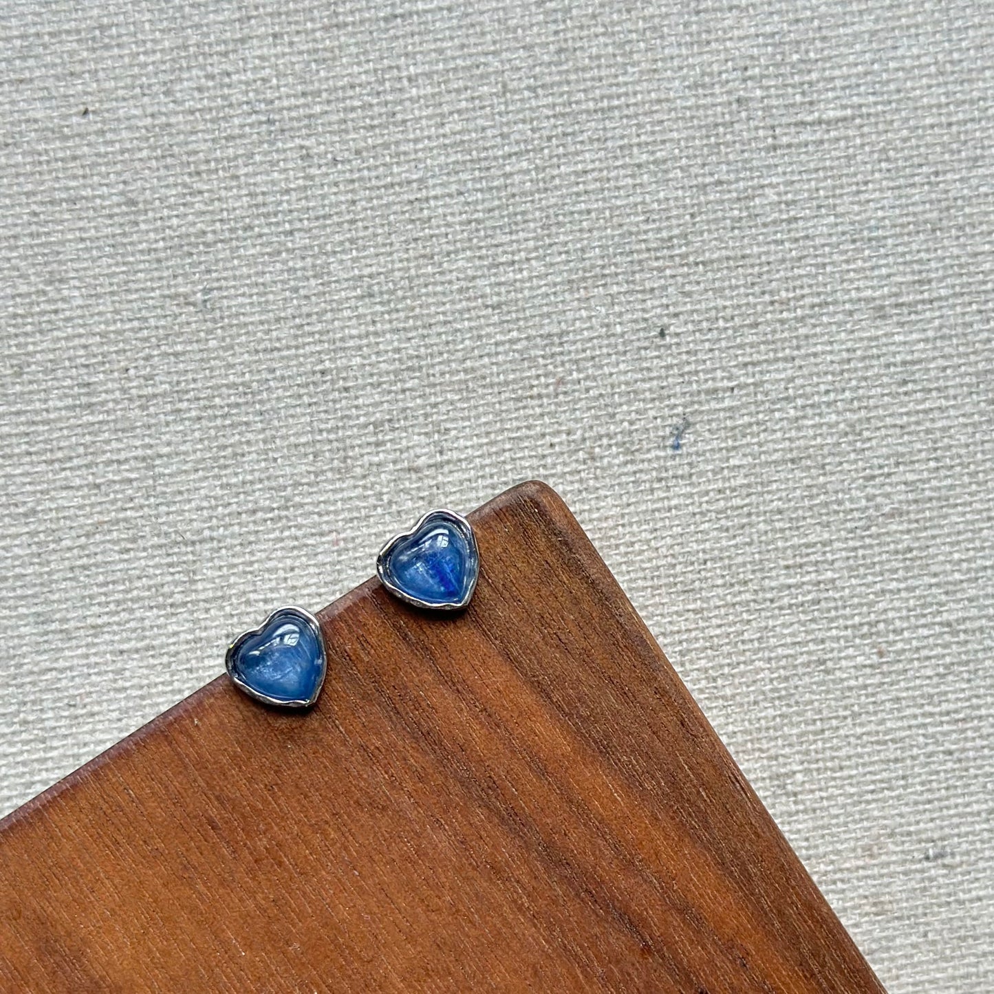 Kyanite Heart Sterling Silver Ear Stud