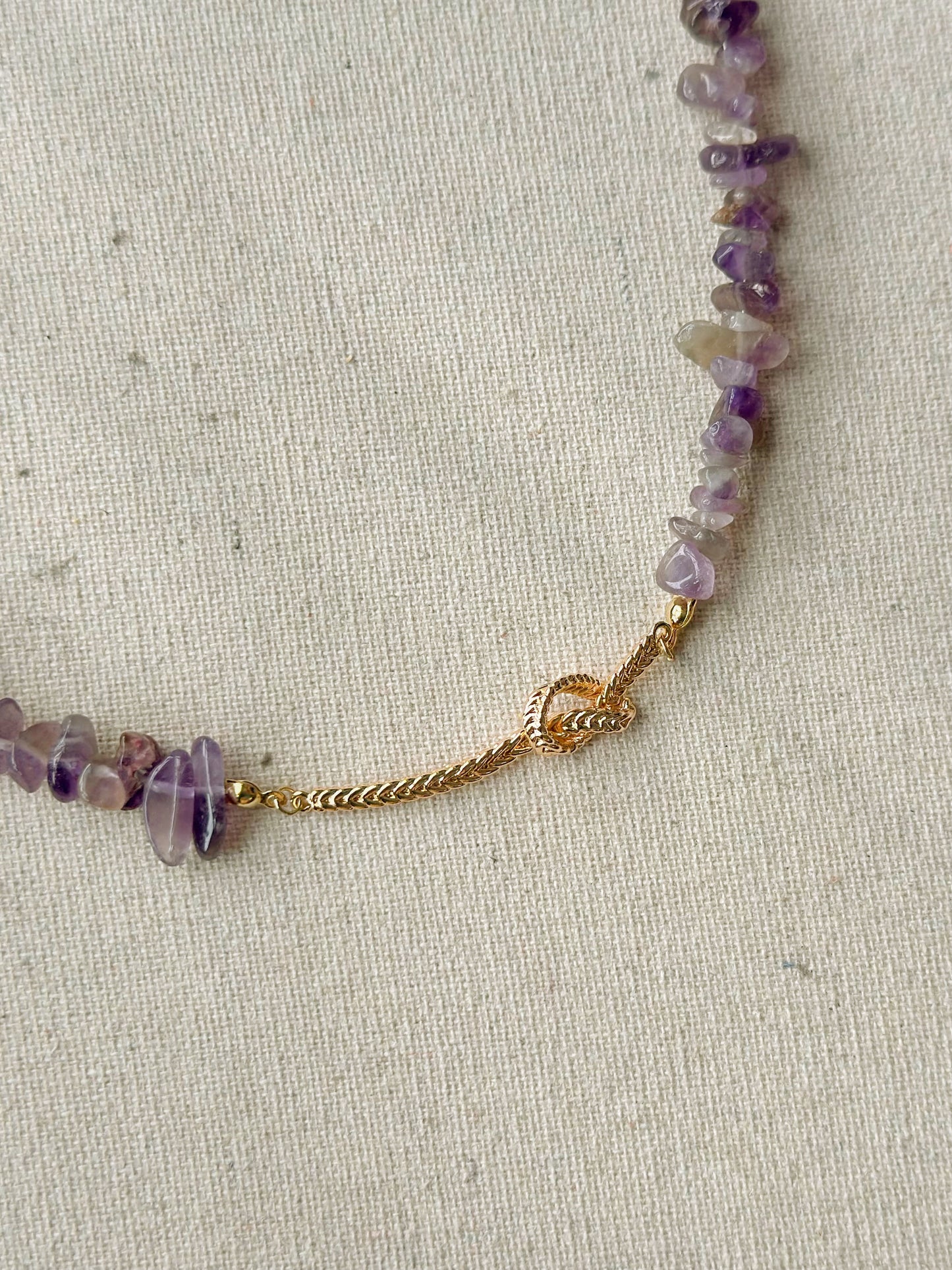 Amethyst Beaded Gold-plated Necklace