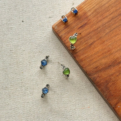 Blue Sapphire Cutout Sterling Silver Ear Stud