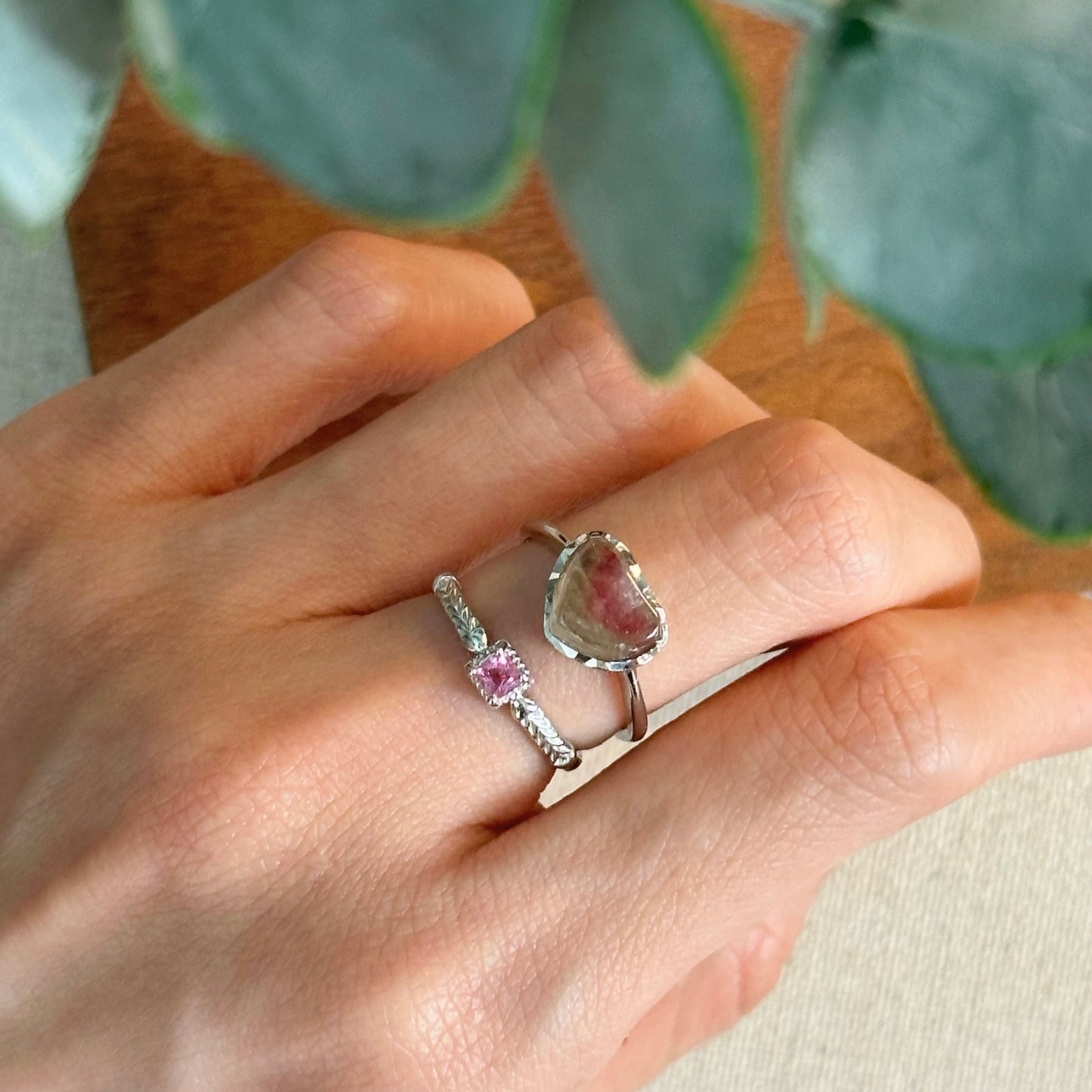 Watermelon Tourmaline Sterling Silver Ring