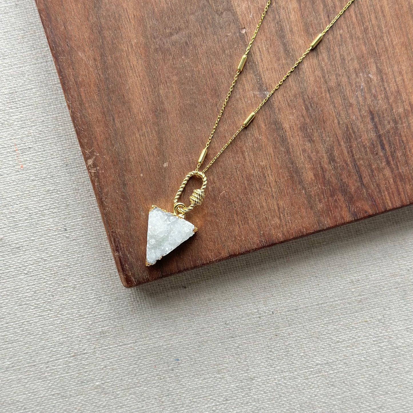 Druzy Triangle Gold-plated Sterling Silver Necklace