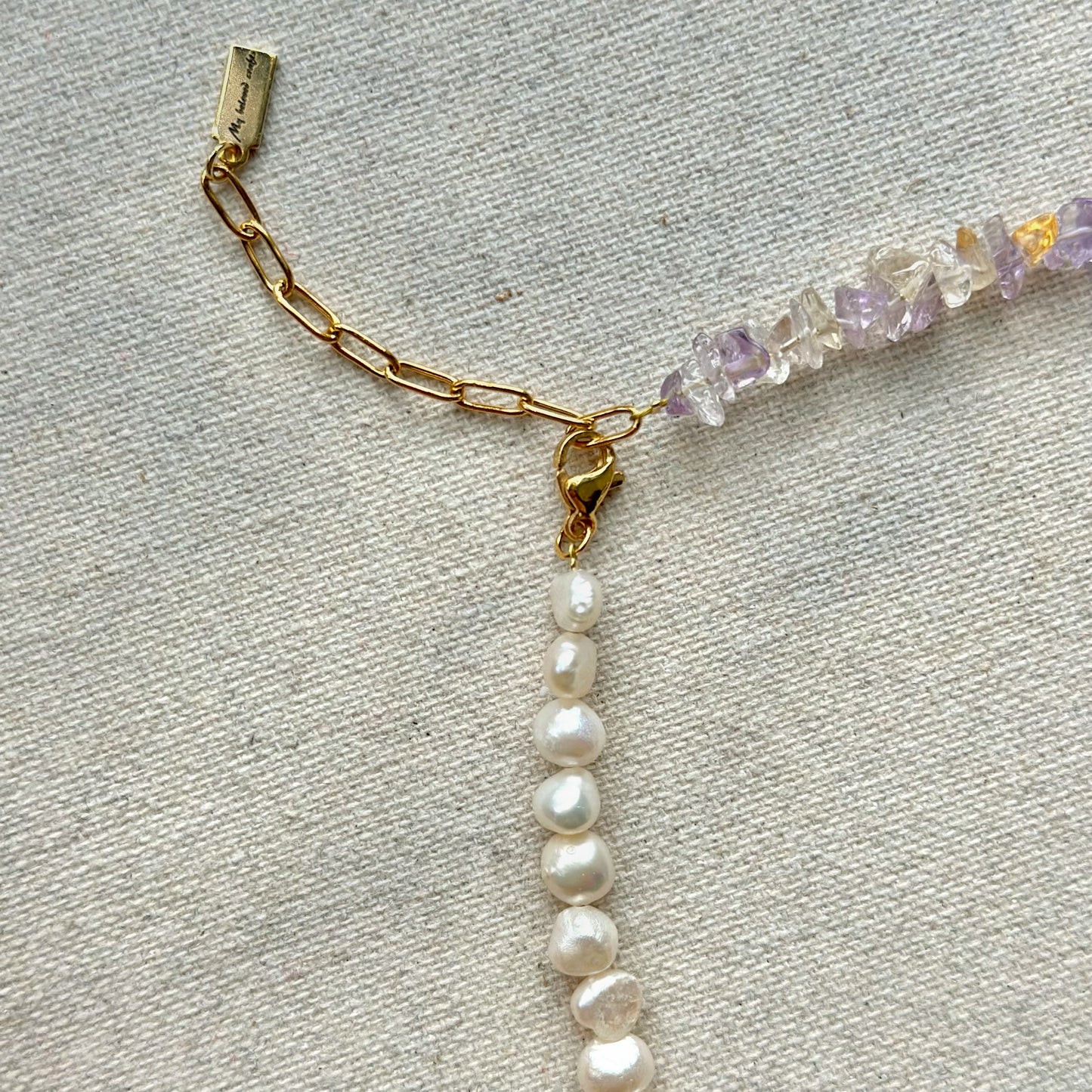 Two-way Amethyst And Ameterine Mixed Freshwater Pearl Beaded Necklace