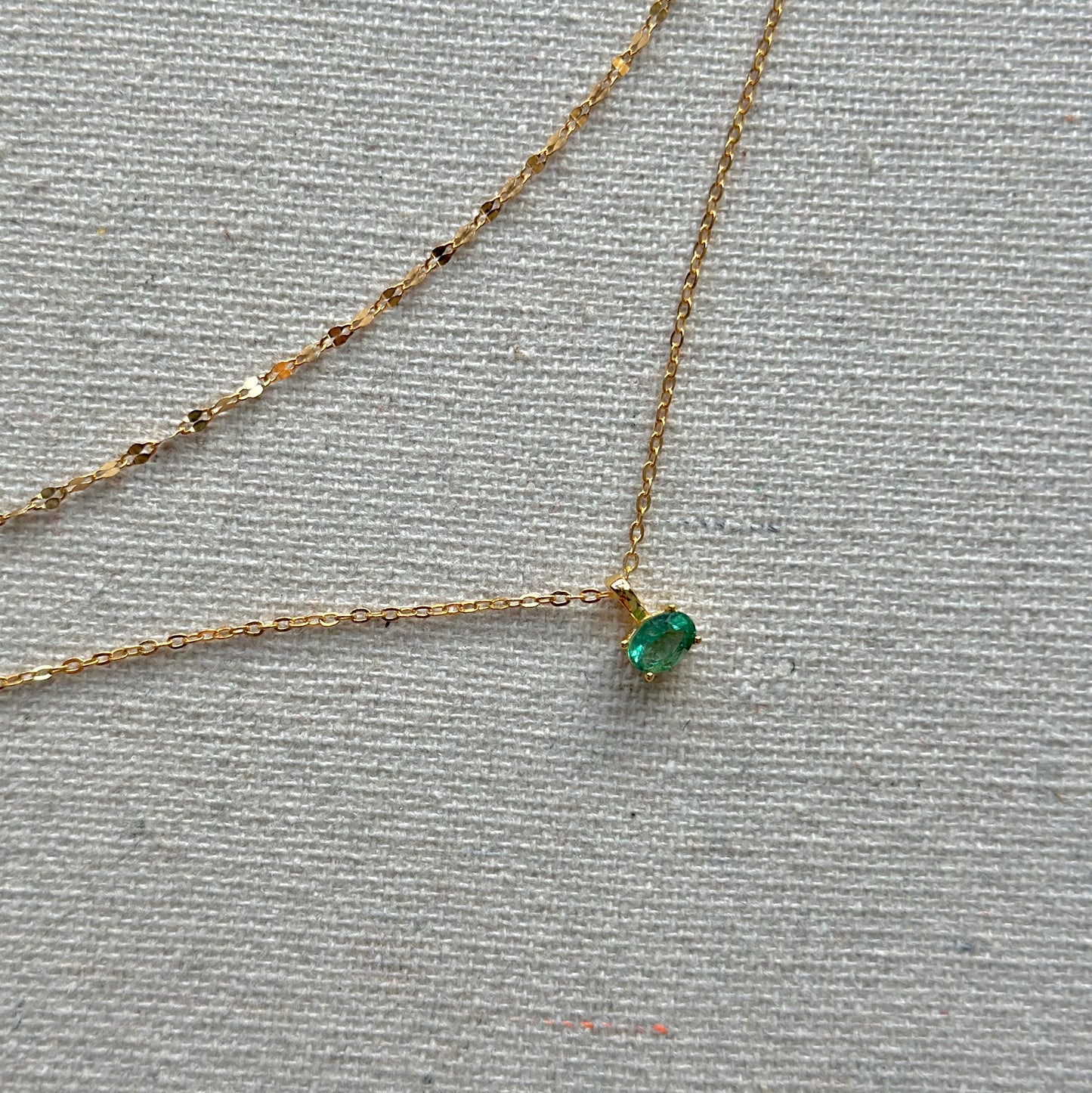 Emerald May Birthstone Double Layer Gold-plated Necklace