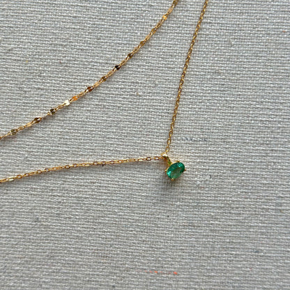 Emerald May Birthstone Double Layer Gold-plated Necklace