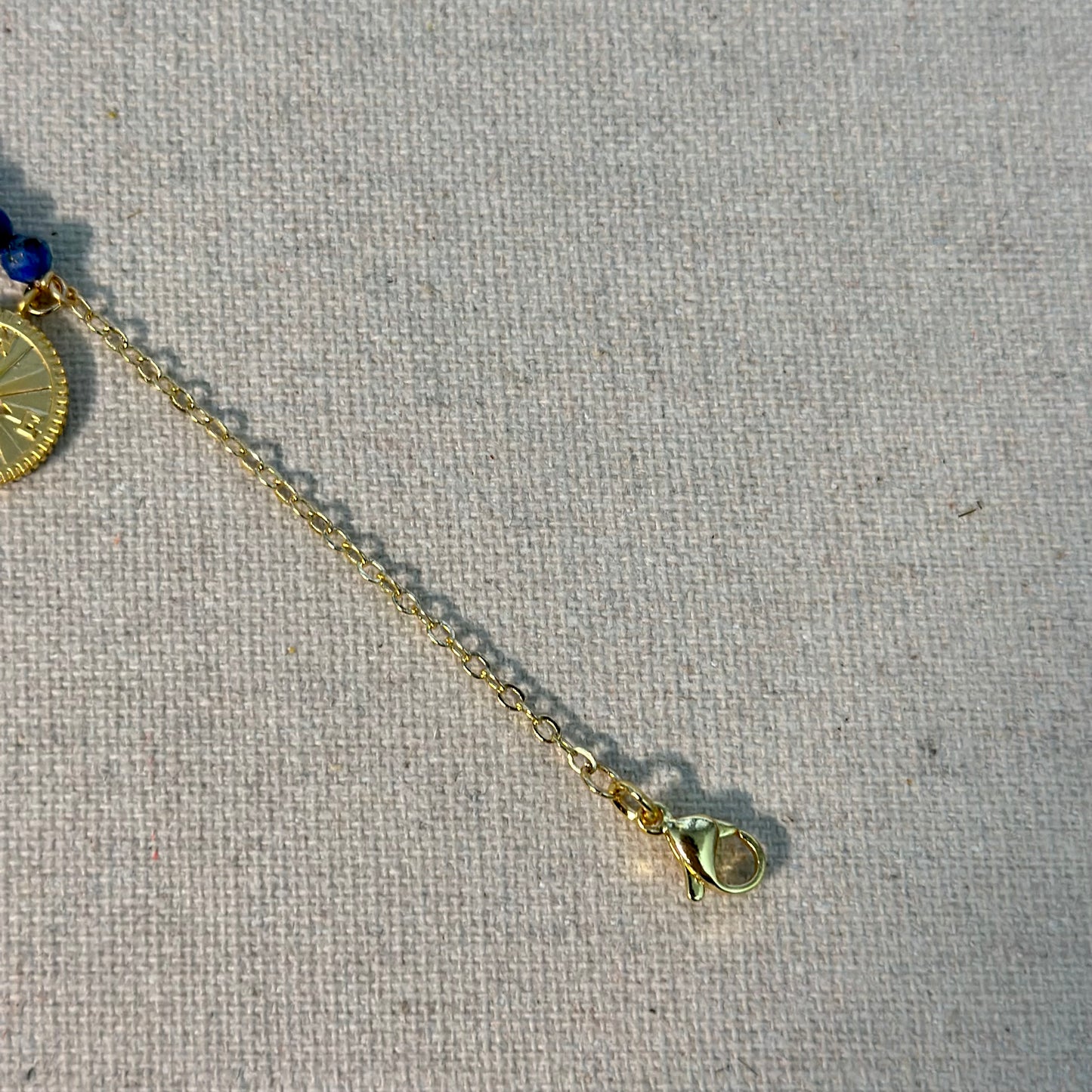 Lapis Beaded Adjustable Gold-plated Bracelet