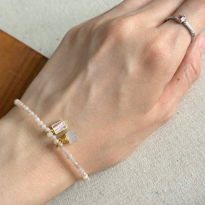 Sunstone Beaded And Rhodochrosite Bracelet