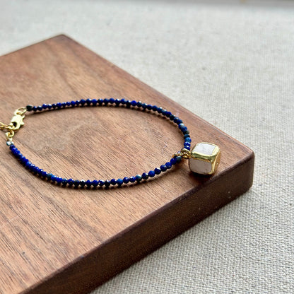 Lapis And Howlite Beaded Bracelet