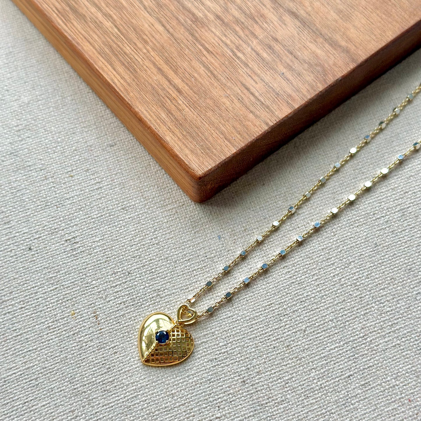 Sapphire Heart Two tone Gold-plated Italian Silver Necklace