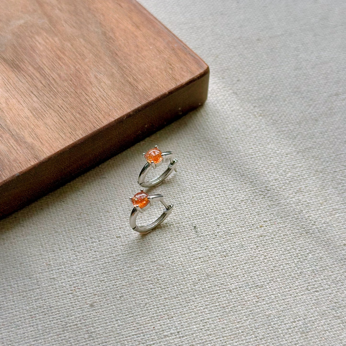 Sunstone Sterling Silver Ear Hoop