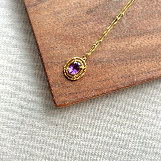 Amethyst Dotty Chain Gold-plated Sterling Silver Necklace