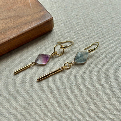 Fluorite Dangling Gold-plated Earring