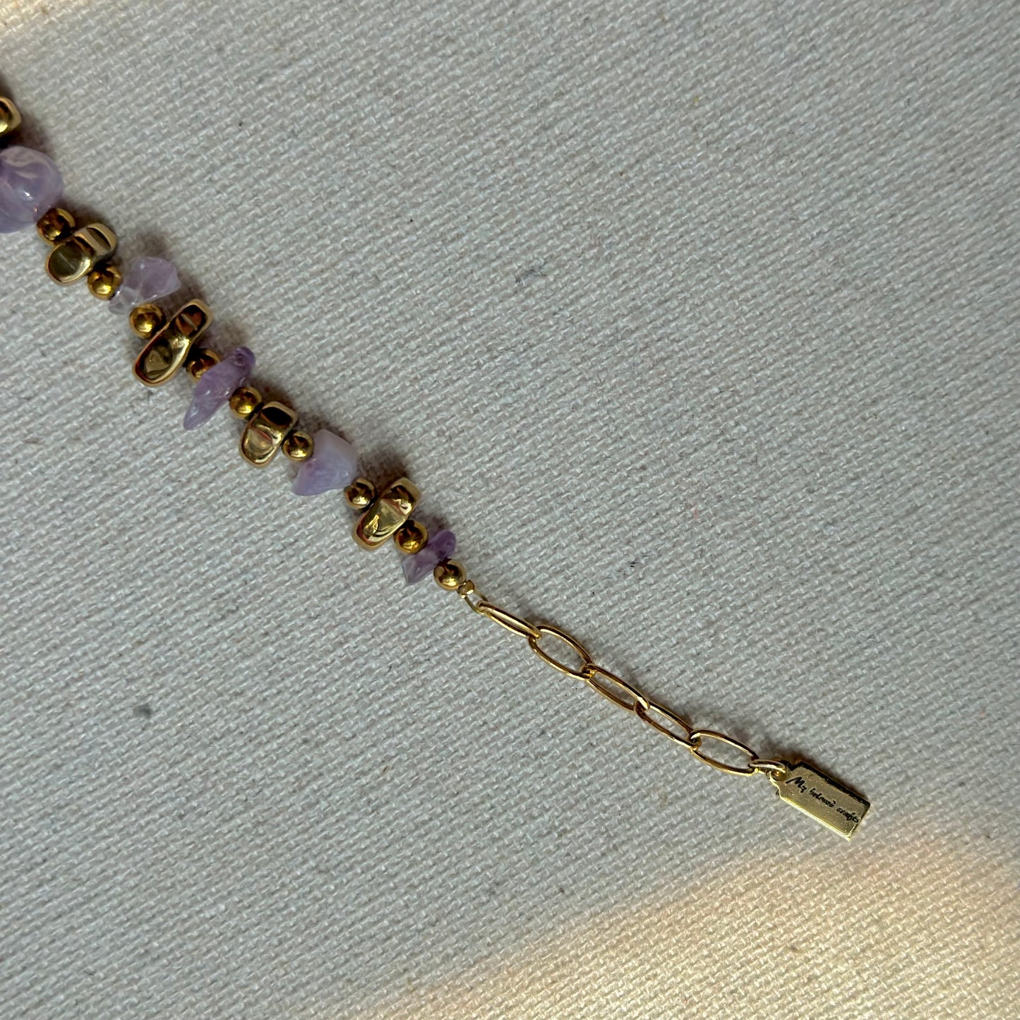 Amethyst And Gold-plated Beaded Bracelet