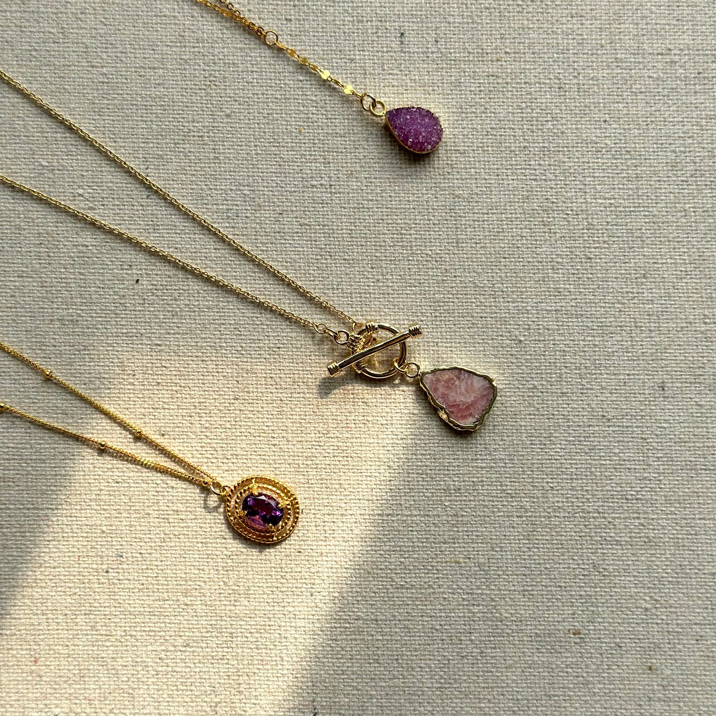 Amethyst Dotty Chain Gold-plated Sterling Silver Necklace