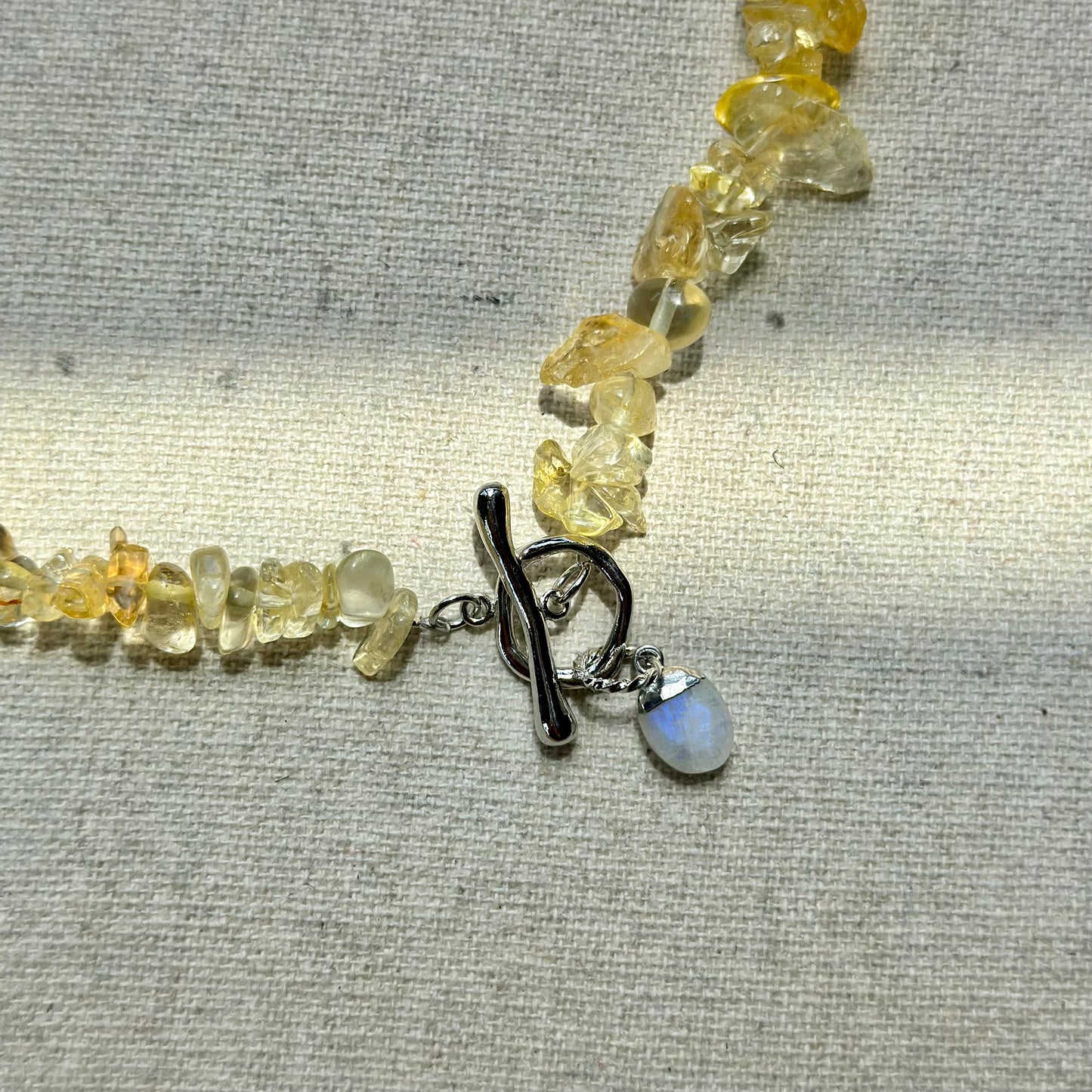 Citrine Beaded And Moonstone Hoop Toggle Necklace