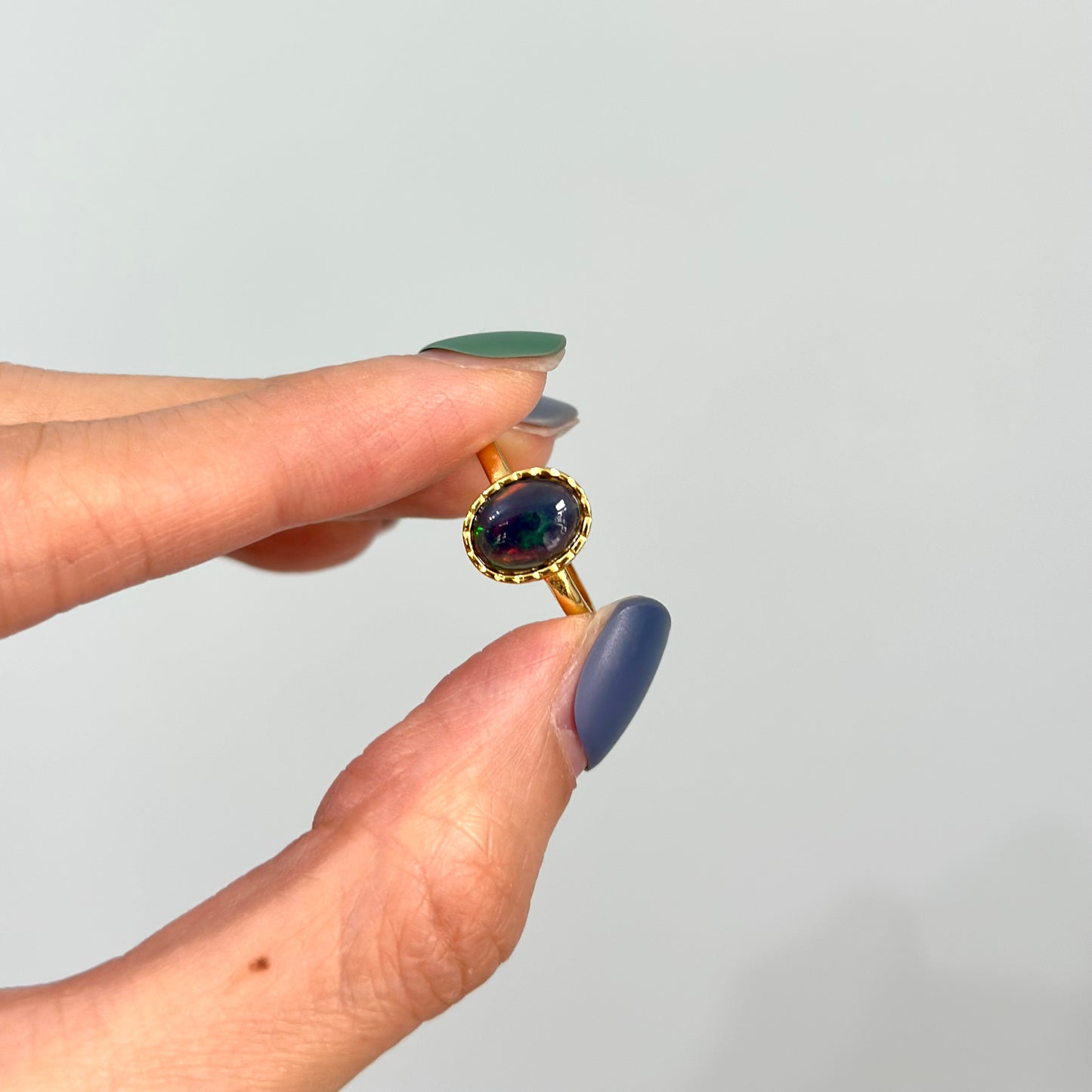 Black Opal Gold-plated Sterling Silver Ring