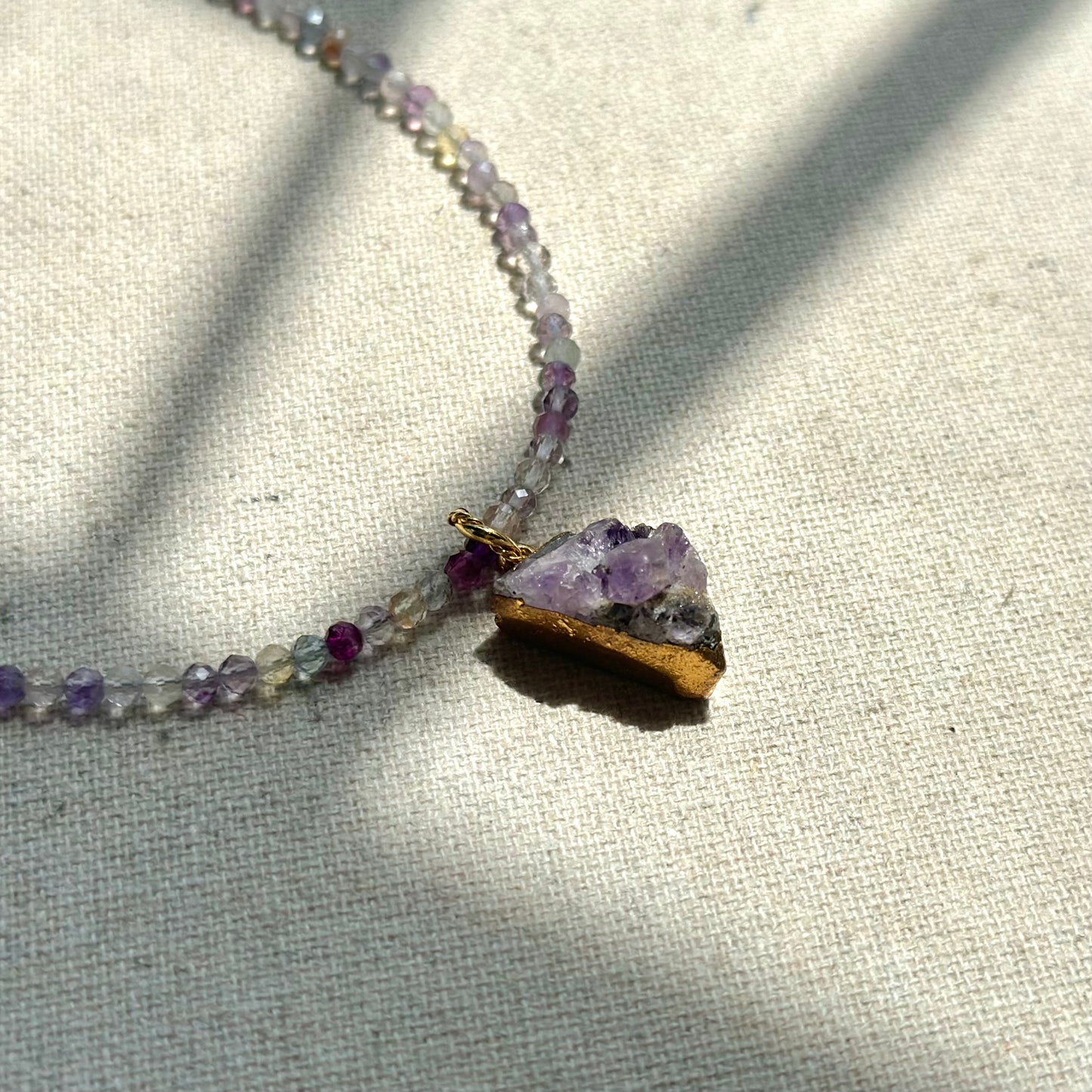 Fluorite Beaded Detachable Amethyst Beaded Necklace