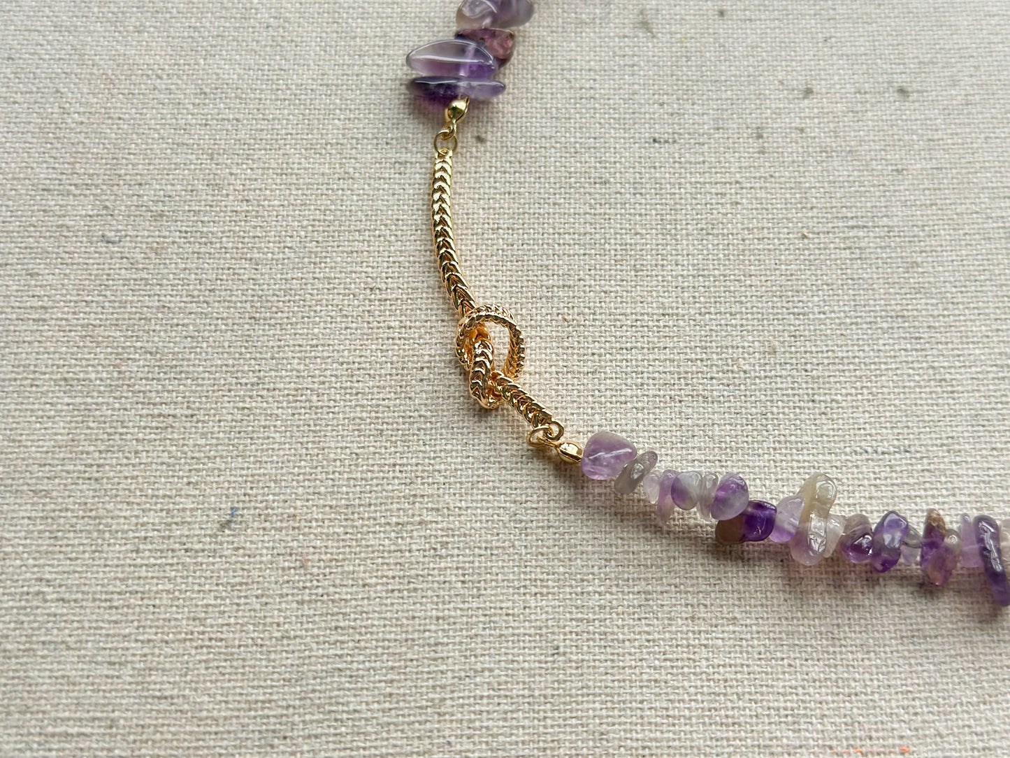 Amethyst Beaded Gold-plated Necklace