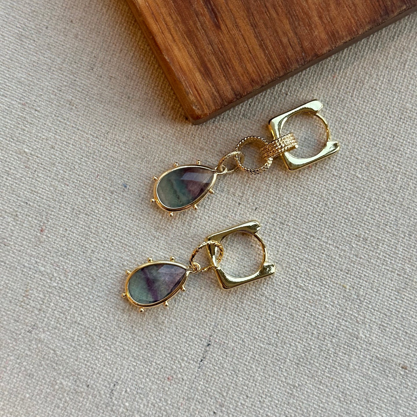 Fluorite Two-way Gold-plated Ear Hoop