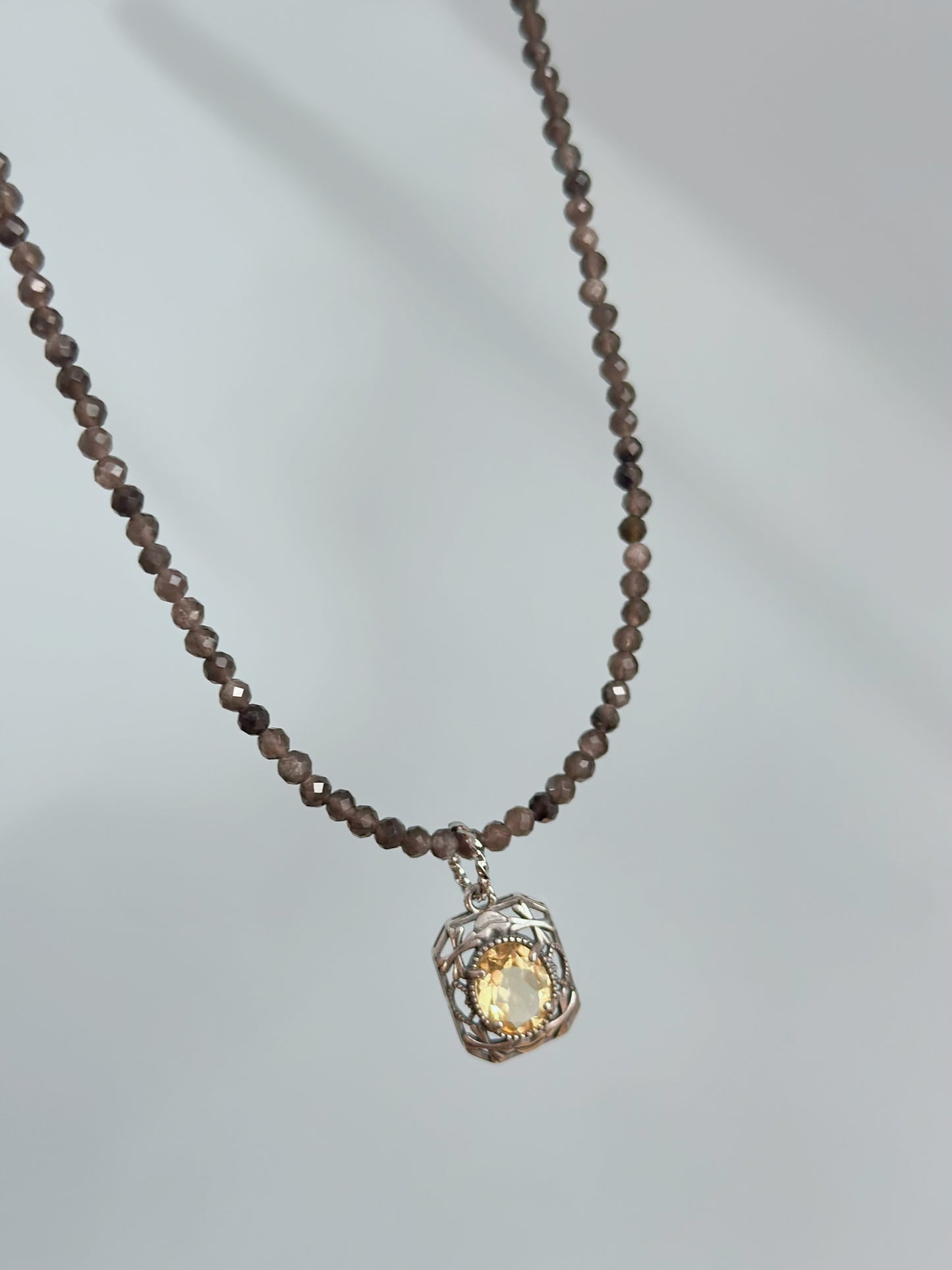 Moonstone Beaded And Citrine Pendant Two-way Necklace