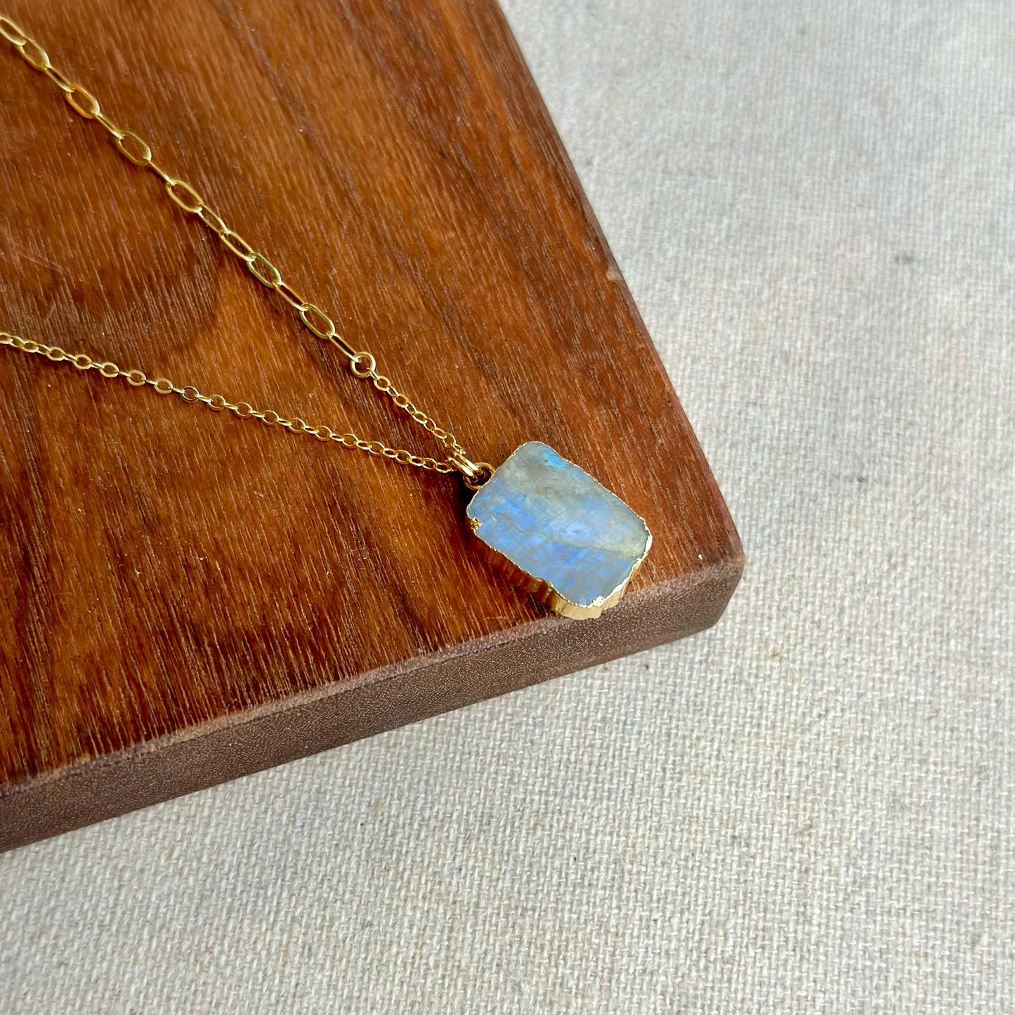 Moonstone Asymmetric Gold-plated Sterling Silver Necklace