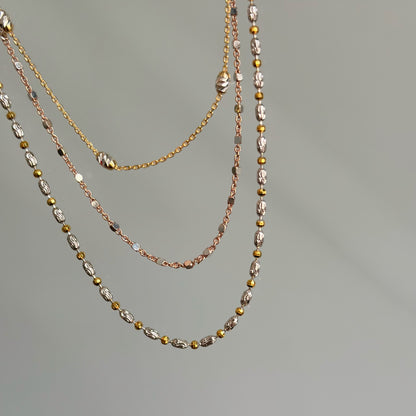 Rose Gold-plated Dotty Mixed Chain Italian Sterling Silver Choker Necklace