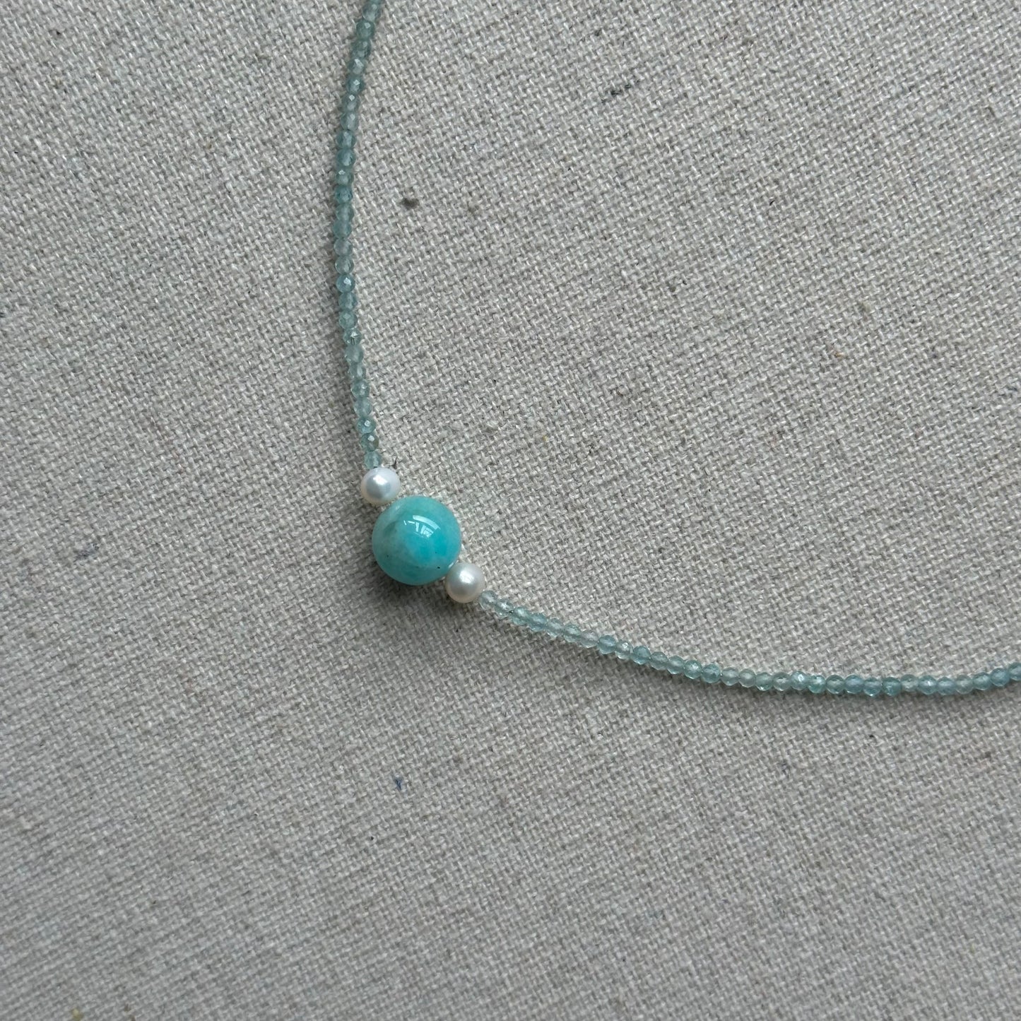 Amazonite And Freshwater Pearl Beaded Necklace