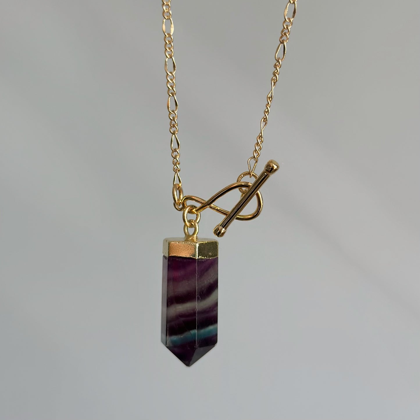 Fluorite Hoop Toggle Gold-plated Long Necklace