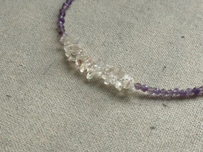 Amethyst And Clear Quartz Beaded Necklace