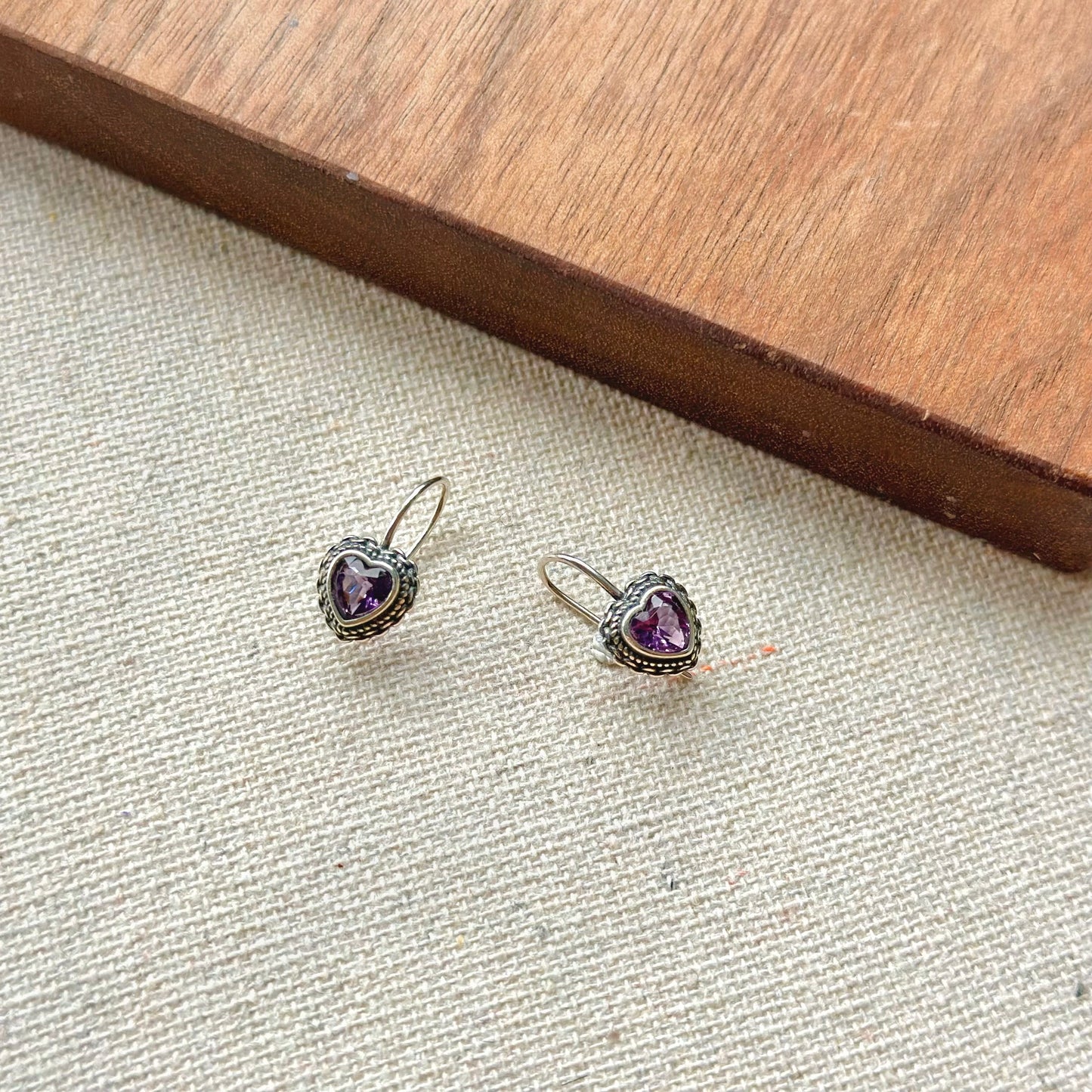 Amethyst Heart February Birthstone Sterling Silver Earring