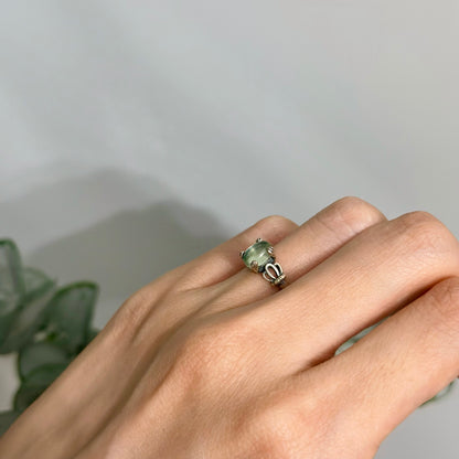 Prehnite Vintage Inspired Adjustable Sterling Silver Ring