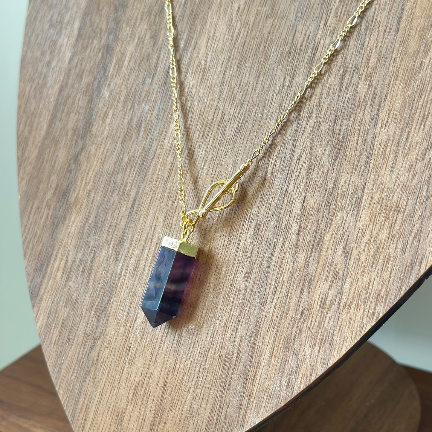 Fluorite Hoop Toggle Gold-plated Long Necklace