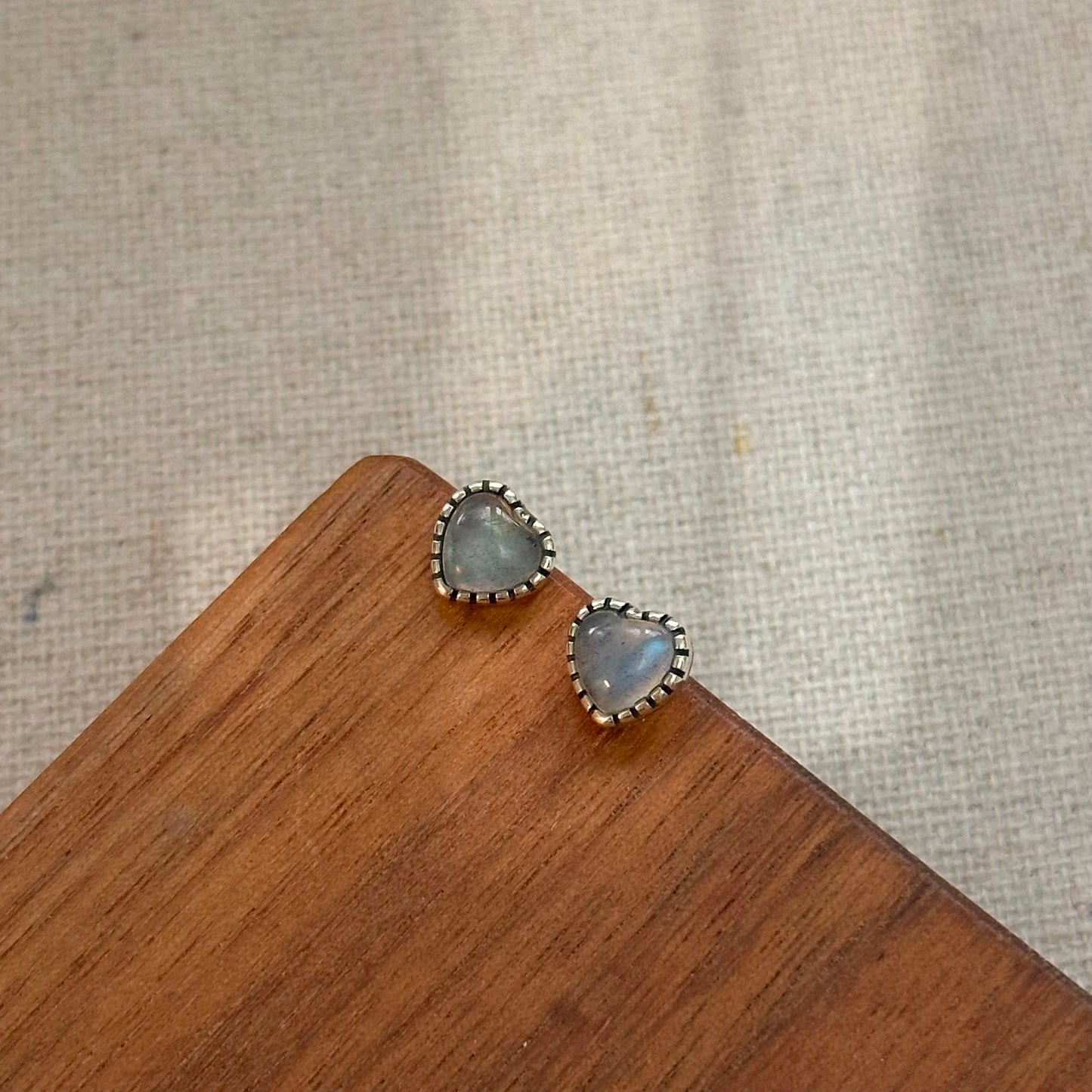 Labradorite Heart Sterling Silver Ear Stud