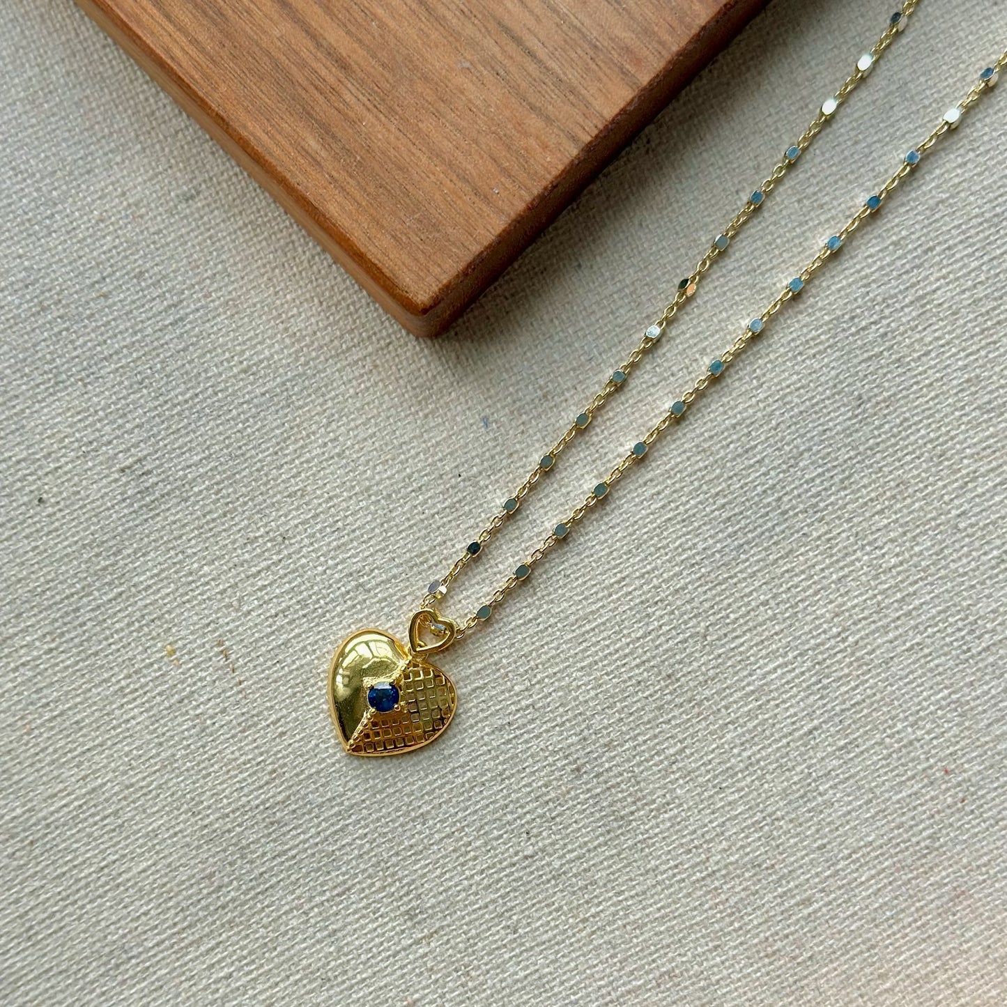 Sapphire Heart Two tone Gold-plated Italian Silver Necklace