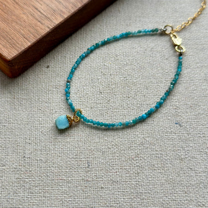 Apatite And Druzy Beaded Bracelet