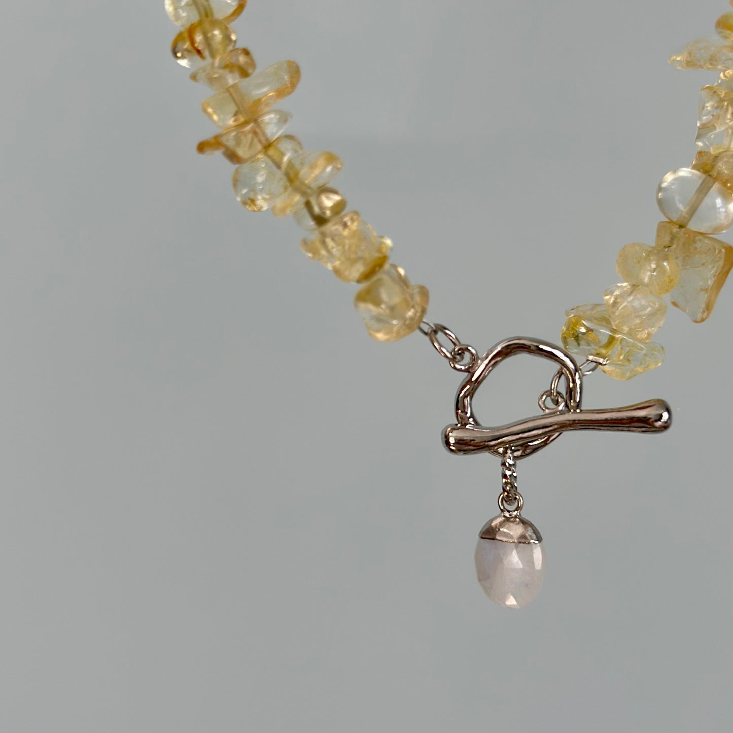 Citrine Beaded And Moonstone Hoop Toggle Necklace