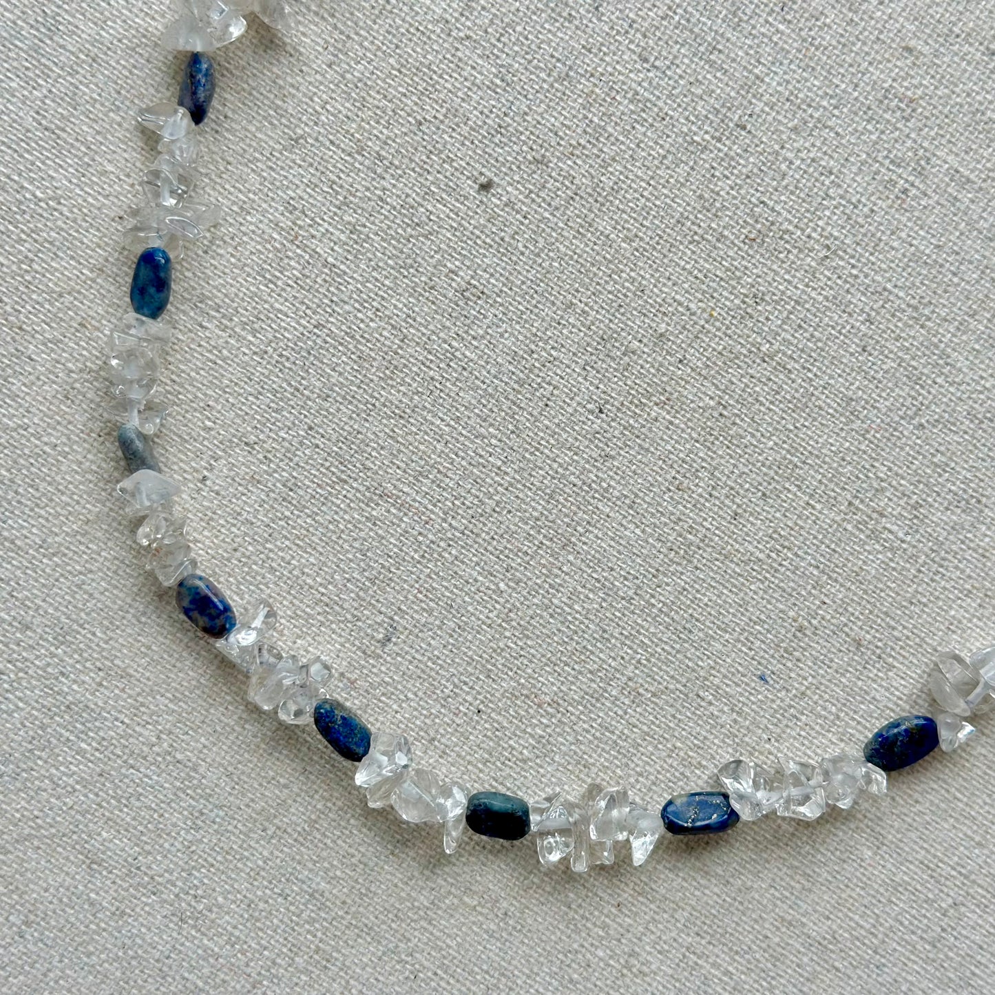 Clear Quartz And Lapis Beaded Necklace