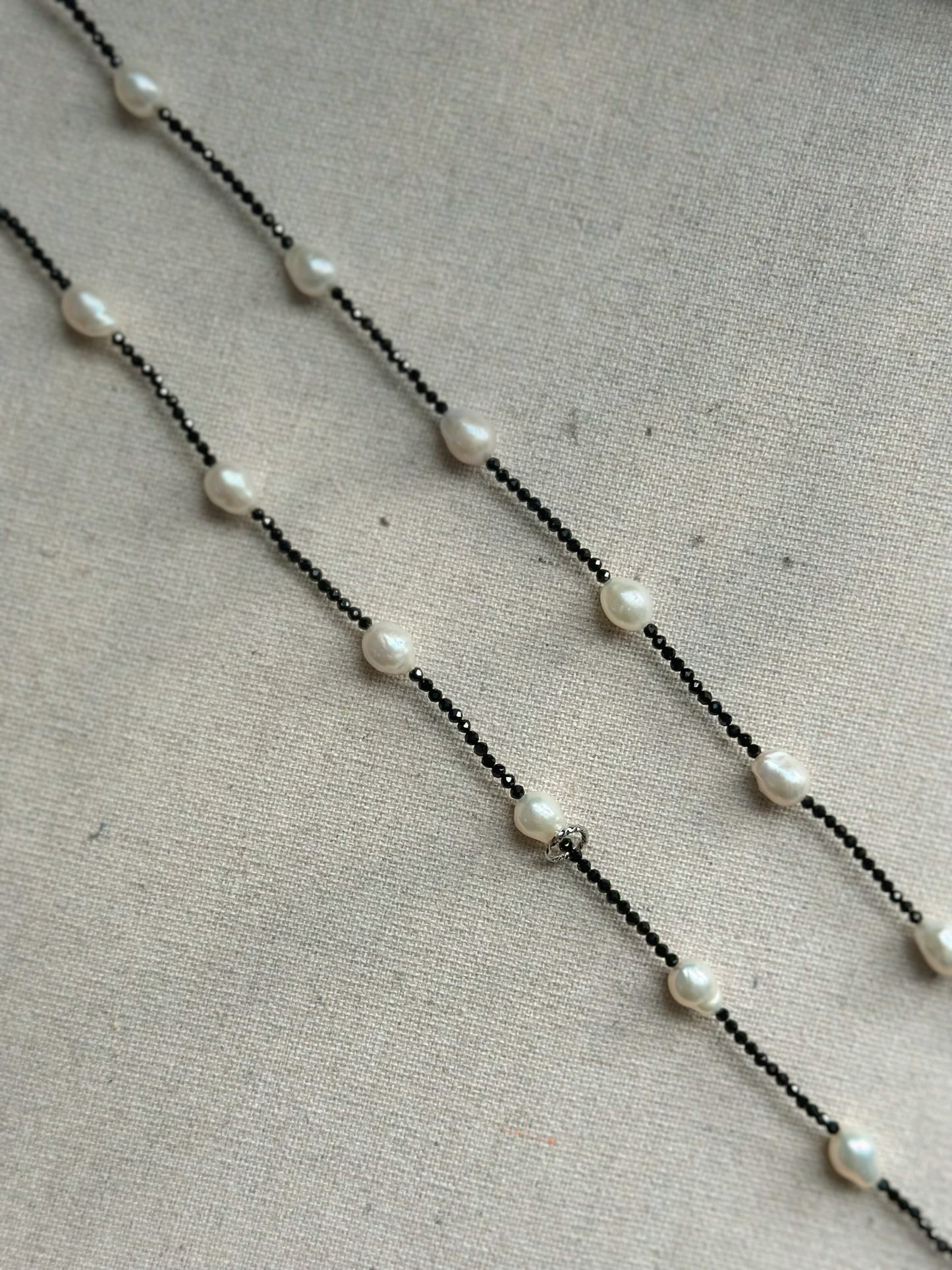 Multi-way Black Spinel And Freshwater Pearl Beaded Long Necklace