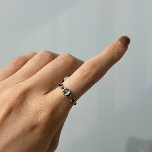 Moonstone Twisted Adjustable Sterling Silver Ring