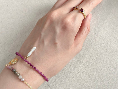 Tourmaline Beaded And Heart Gold-plated Bracelet