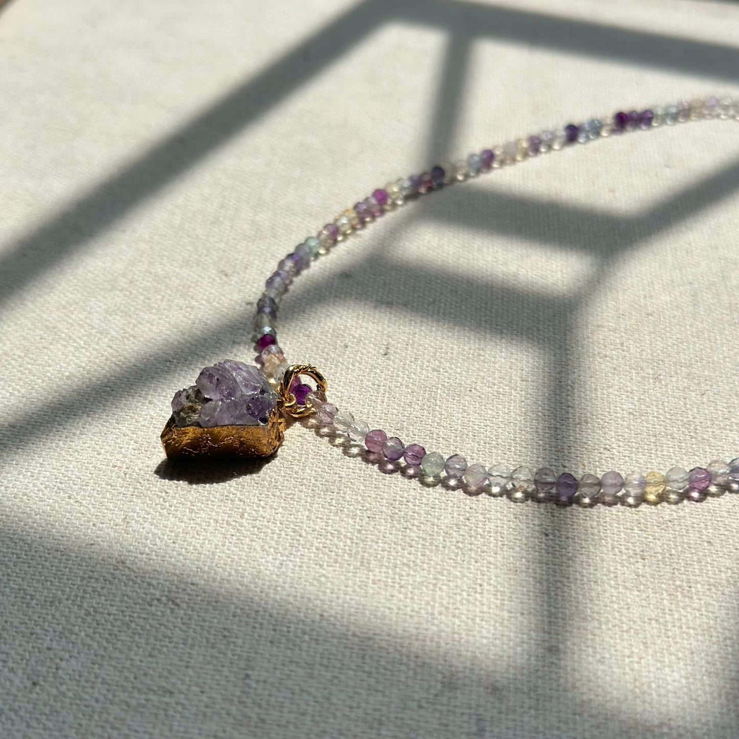 Fluorite Beaded Detachable Amethyst Beaded Necklace