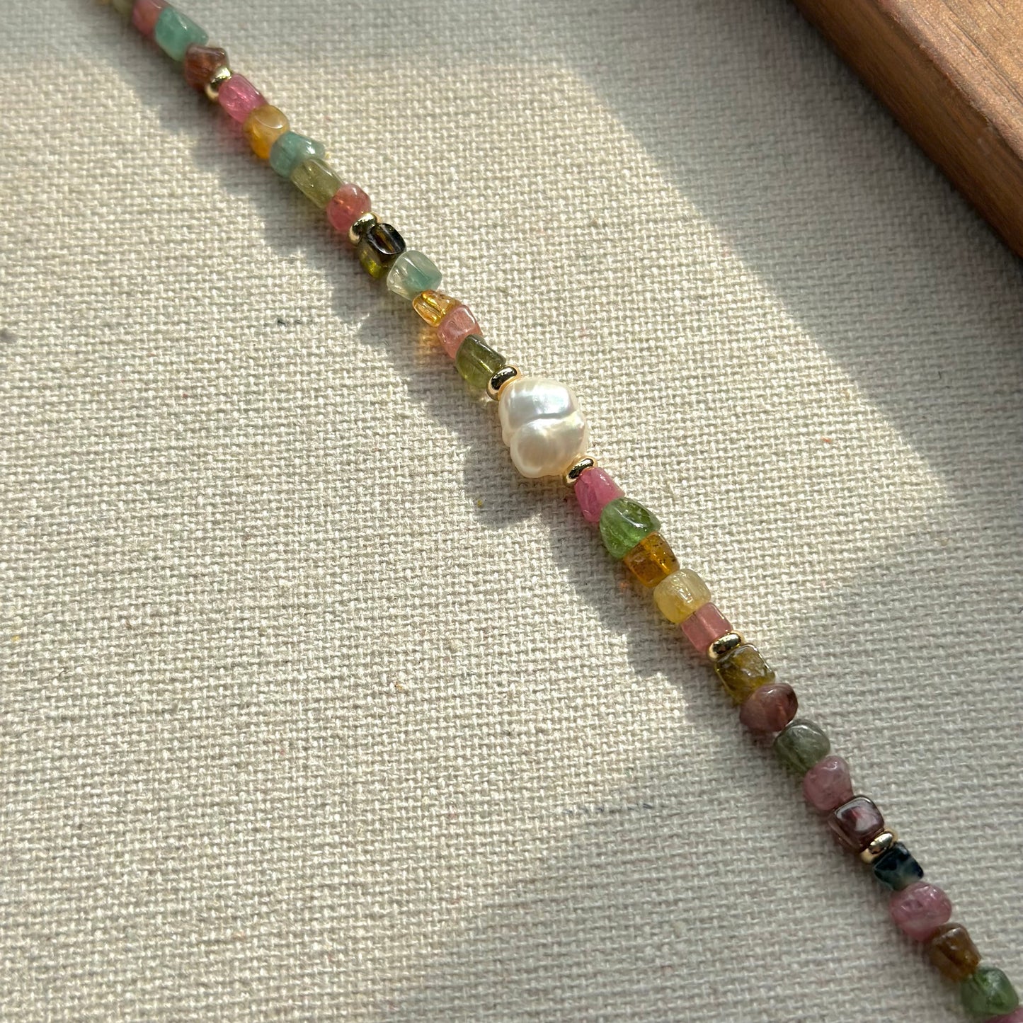 Tourmaline And Freshwater Pearl Beaded Bracelet