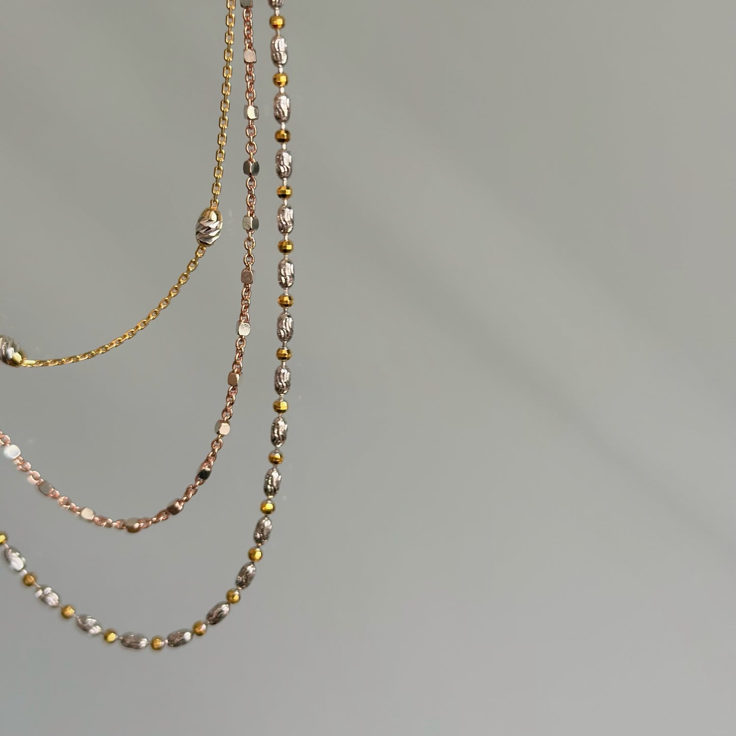 Two Tone Gold-plated Dotty Mixed Chain Sterling Silver Necklace