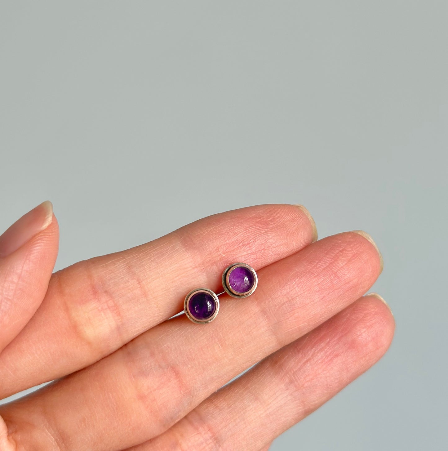 Amethyst Sterling Silver Ear Stud