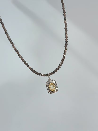 Moonstone Beaded And Citrine Pendant Two-way Necklace