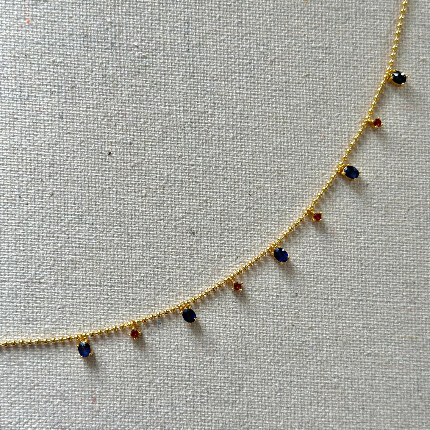 Sapphire And Garnet Dangling Gold-plated Sterling Silver Necklace